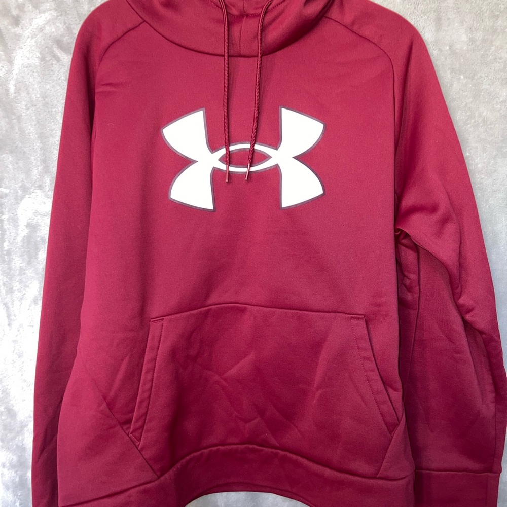 Under Armour Fleece Hoodie. Womens size Large. Color: League Red. Like new.